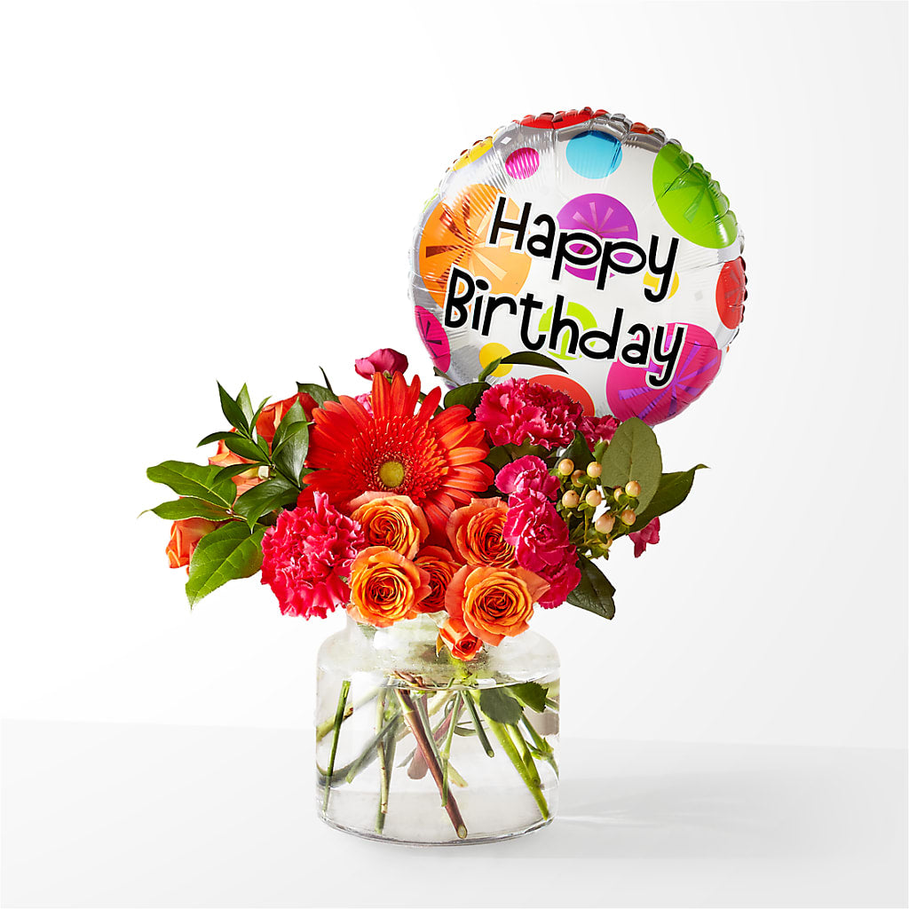 Fiesta Bouquet with Birthday Balloon – Hilltop Florist Llc, Stanford KY