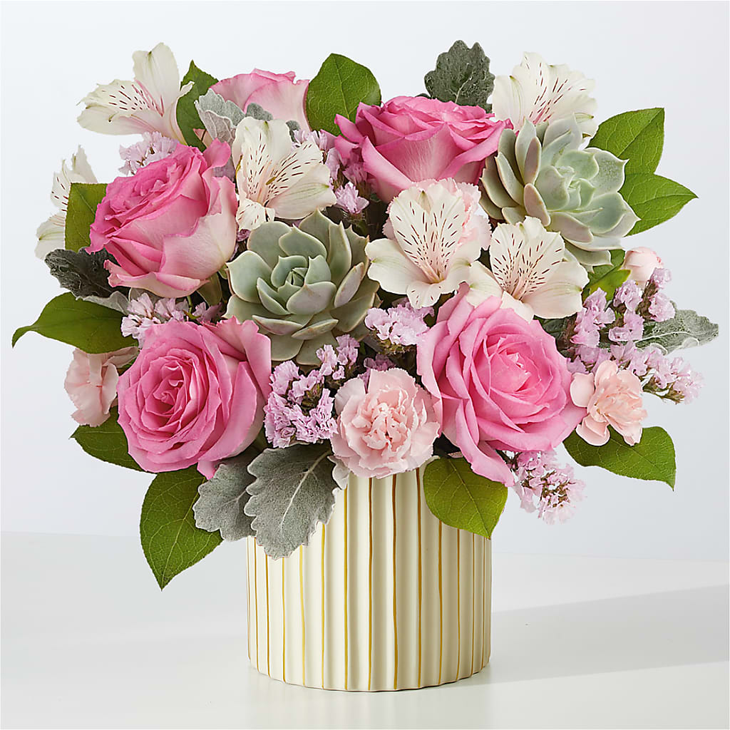 Dusty Rose Bouquet with Ivory Vase – Hilltop Florist Llc, Stanford KY