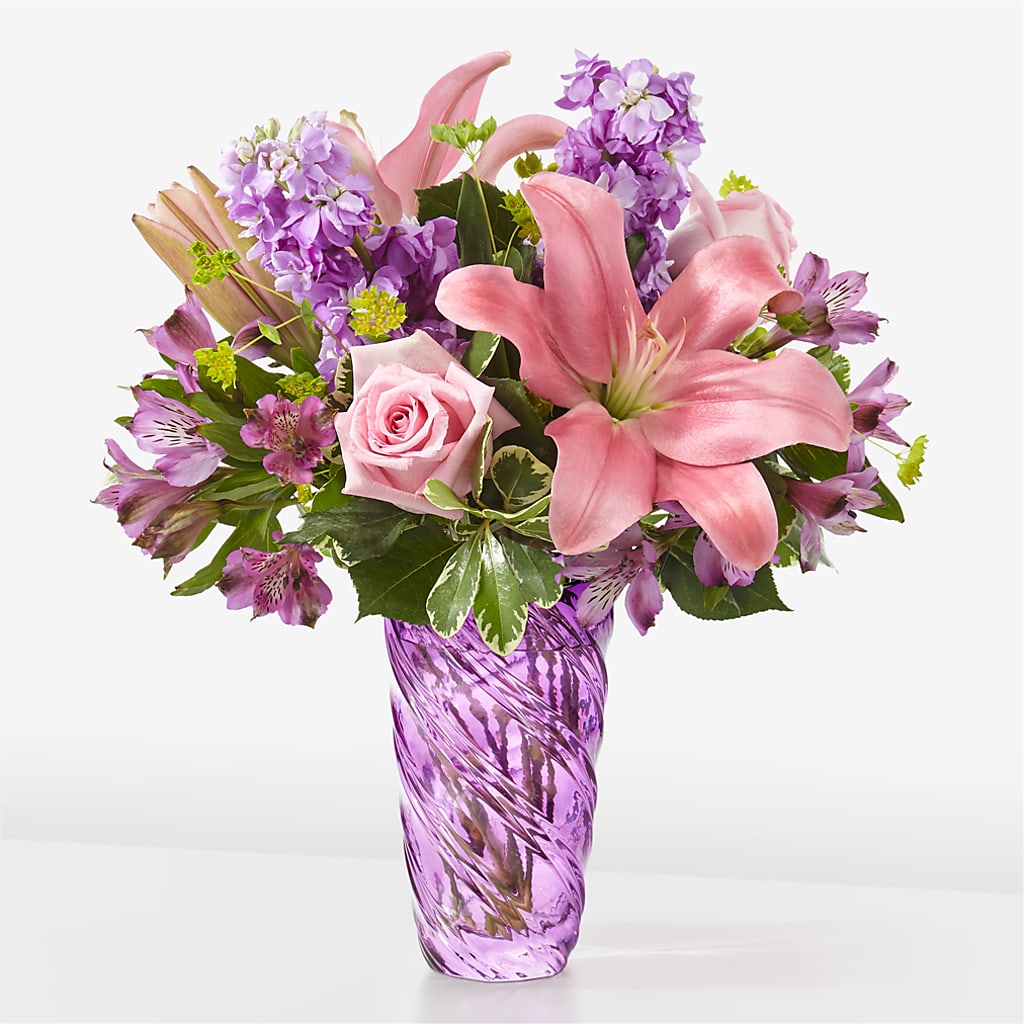 Precious Petals Bouquet with Luxe Swirl Vase – Hilltop Florist Llc, Stanford KY