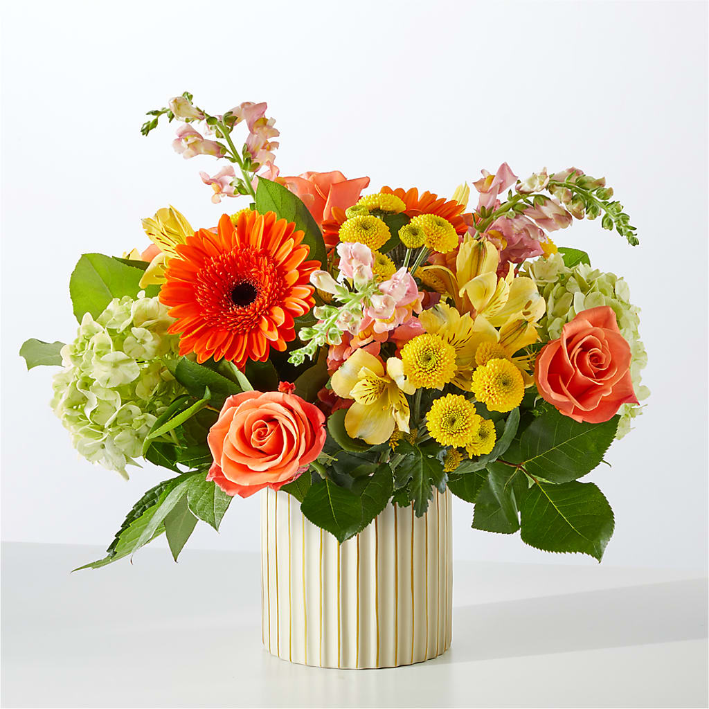 Autumn Sunshine Bouquet with Ivory Vase –  Hilltop Florist Llc, Stanford KY