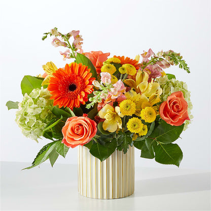 Autumn Sunshine Bouquet with Ivory Vase –  Hilltop Florist Llc, Stanford KY